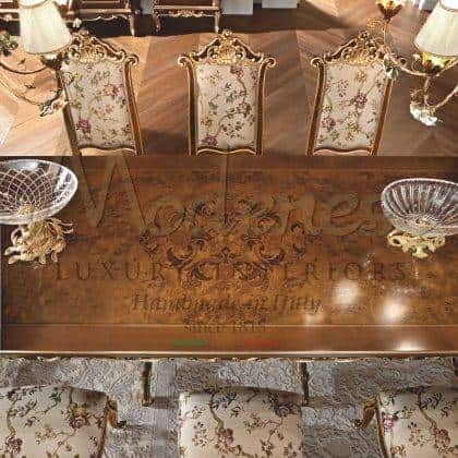Инкрустированный обеденный стол ручной работы в стиле барокко от производителя элитной классической мебели премиального класса итальянская роскошная мебель, инкрустация, мрамор, массив дерева, роскошный декор мебель на заказ из италии