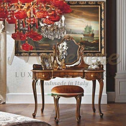 Роскошные столики для макияжа из массива дерева с элементами золота дворцовый стиль итальянское высокое качество эксклюзивный дизайн интерьеров стиль барокко мебель для роскошной виллы мебель во дворец зеркала в стиле барокко дорогая итальянская мебель