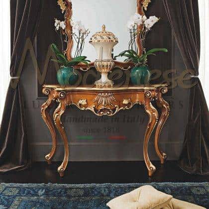 Роскошная классическая консоль в стиле барокко резьба ручной работы высокое итальянское качество мебели премиального класса элегантный дизайн эксклюзивная итальянская мебель на заказ уникальная ручная работа дизайнерская консоль в классическом стиле