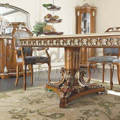 Классические обеденные столы из массива дерева от производителя итальянской элитной мебели полностью на заказ сделано в италии лучшее итальянское качество инкрустация ручной работы резьба по дереву эксклюзивный стиль барокко