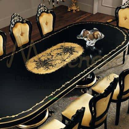 Эксклюзивные обеденные залы ручной работы из массива дерева столы с золотой патиной роскошные витрины комоды и стулья дизайн интерьера гостиной комнаты элитное итальянское качество мебели в классическом стиле, стиле барокко и рококо