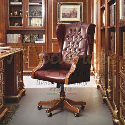 Элегантные офисные кресла в классическом стиле итальянское производство высококачественной мебели роскошные элитные кресла для кабинетов элегантный стиль итальянская кожа производство ручной работы