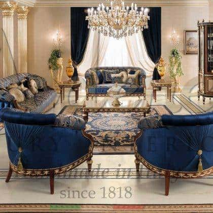 Ярко синий синий цвет дивана роскошная итальянская мягкая мебель на заказ высокого качества в классическом стиле барокко рококо проектировка и дизайн интерьера