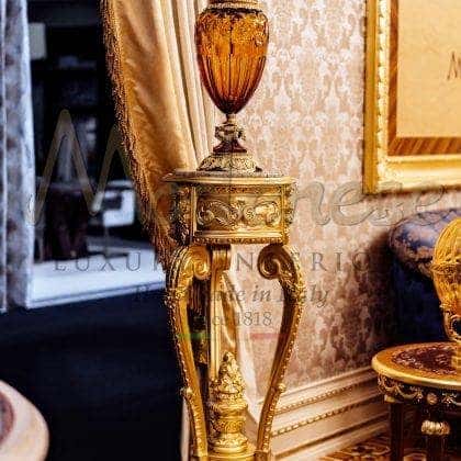 Изысканная подставка для цветов в классическом стиле из массива дерева резьба ручной работы покрытая золотом или серебром премиальное качество декор эксклюзивных интерьеров в стиле барокко роскошные элементы декора в золоте 100% сделано в италии на заказ