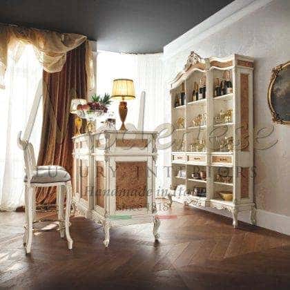 Изысканная итальянская мебель в классическом стиле барокко высокое качество производство 100% в италии резьба ручной работы барные стойки уникального дизайна на заказ барные стулья из дерева на заказ венецианский стиль