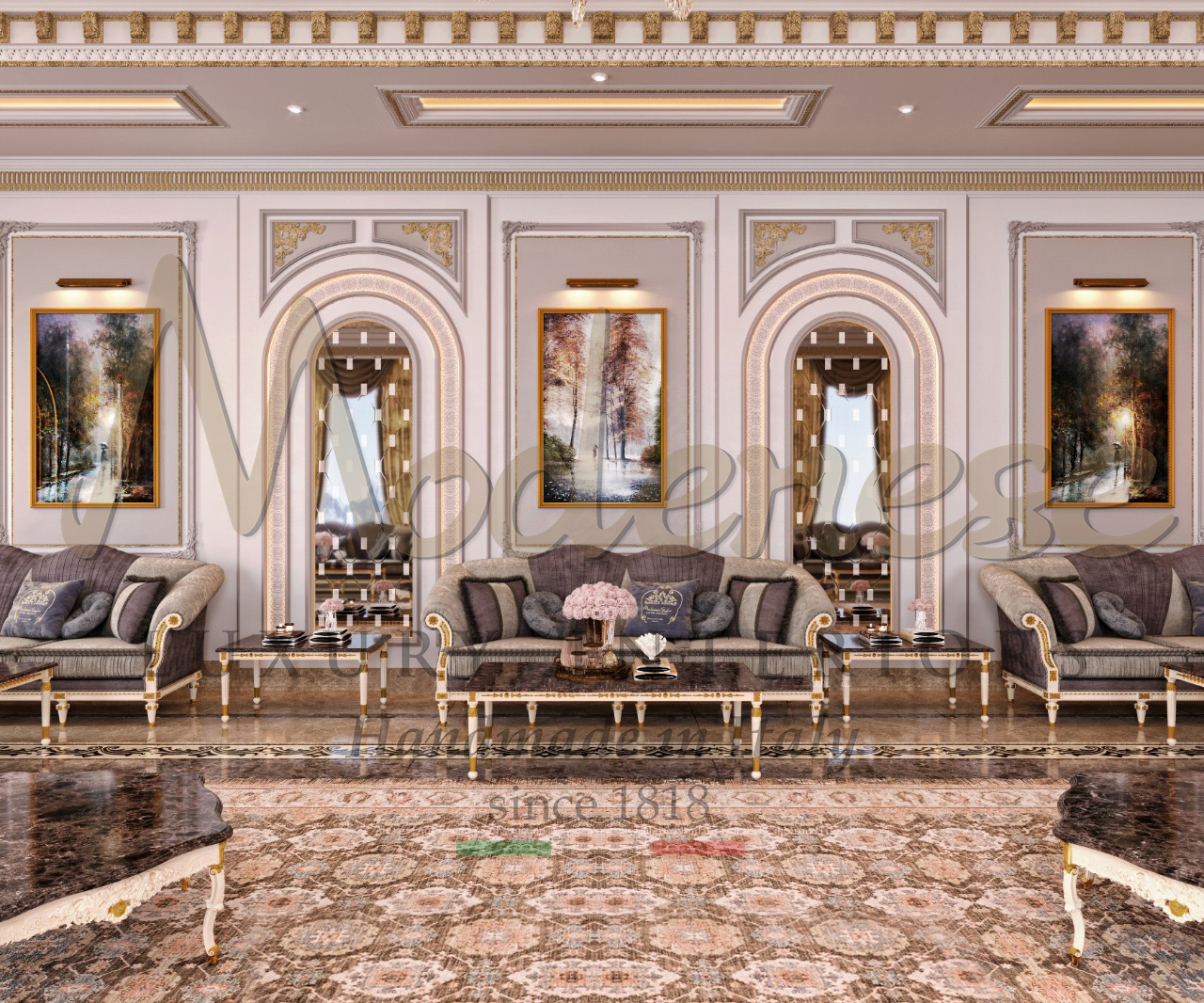 Luxury Classic Majlis Design For Luxurious Villa in Mecca. Hand-made Furniture Made By Artisans From Italy