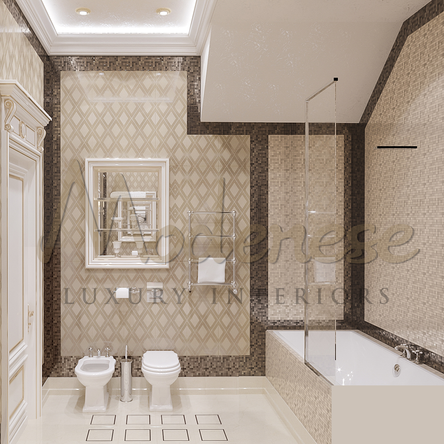 Luxurious interiors.Bespoke interior design project and furniture production made in Italy. Bathroom Interior Design Lahore.